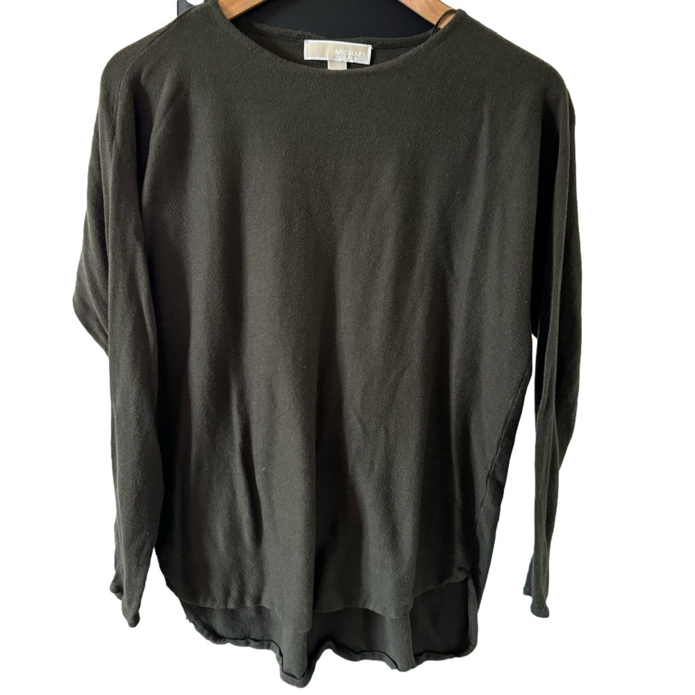 Michael Kors Dark Green Long Sleeve Top